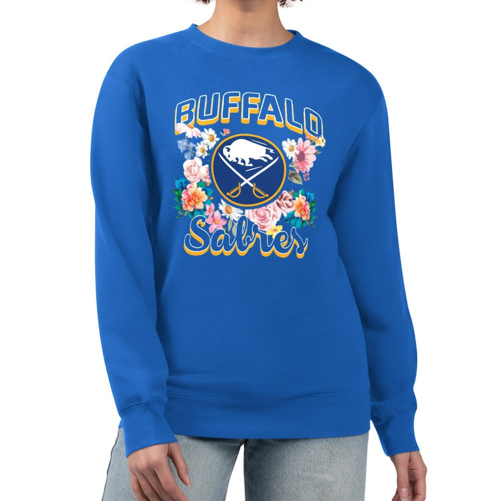 Buffalo Sabres - G-III 4Her by Carl Banks Women's Flower Logo Pullover Sweatshirt Royal