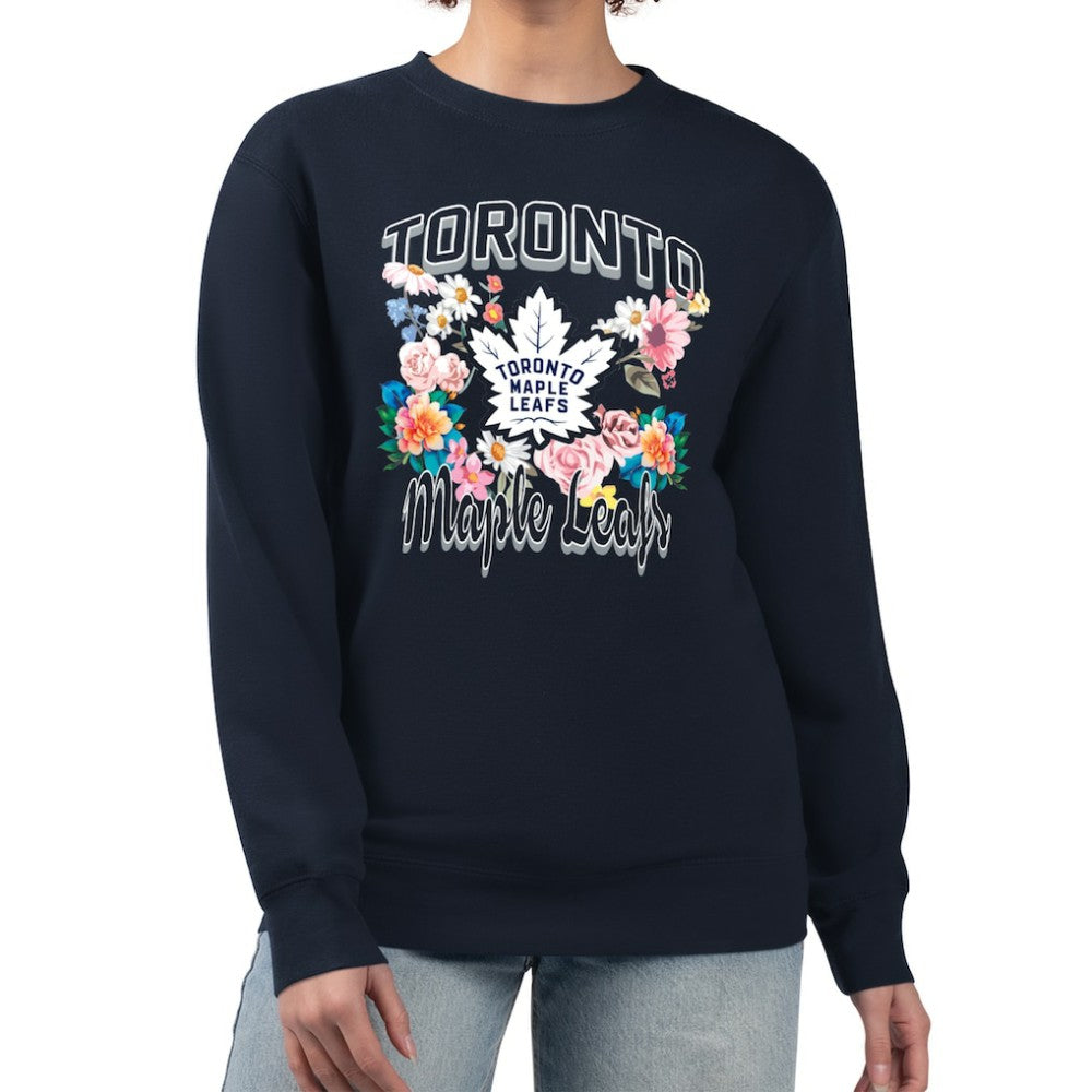 Toronto Maple Leafs - G-III 4Her by Carl Banks Women's Flower Logo Pullover Sweatshirt Navy