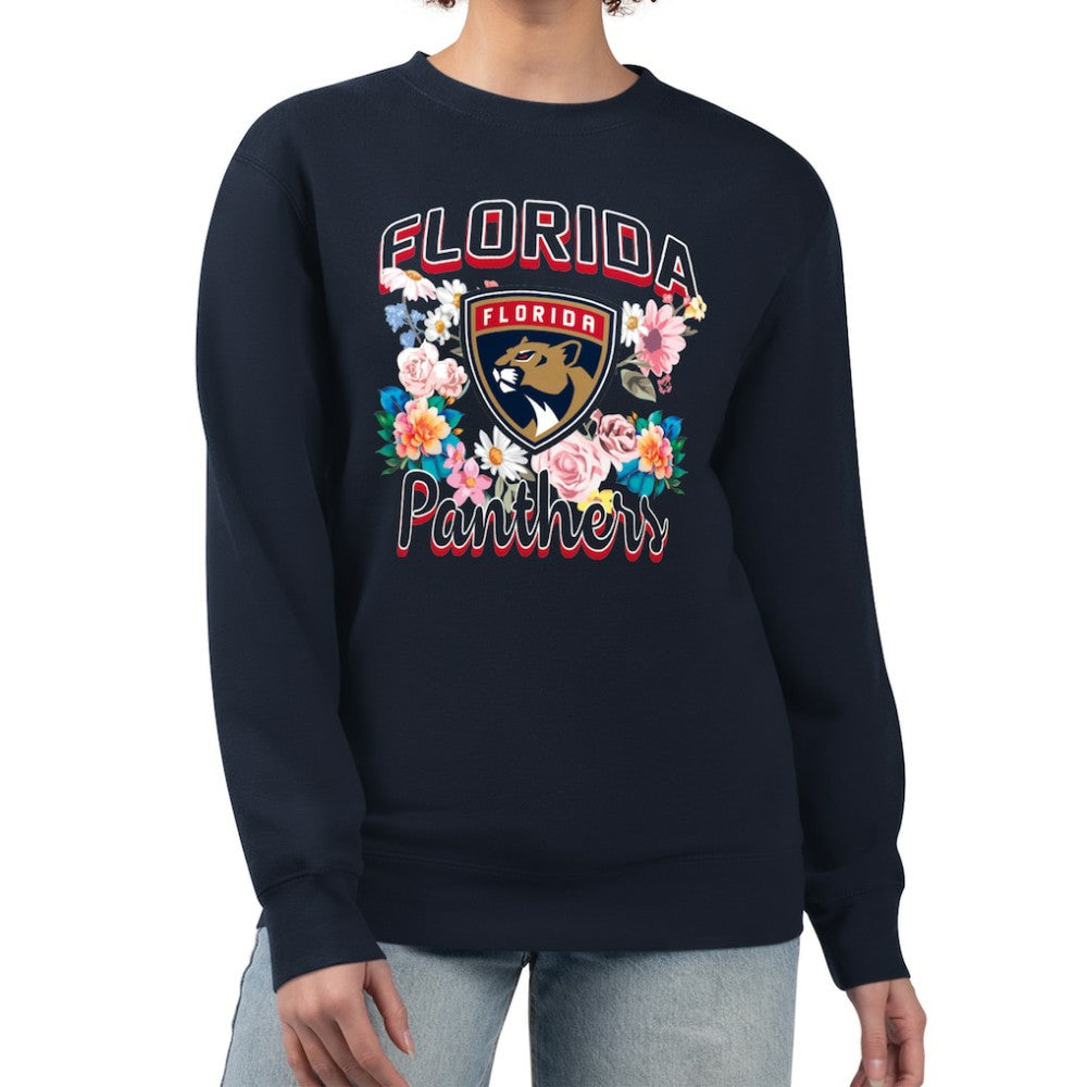 Florida Panthers - G-III 4Her by Carl Banks Women's Flower Logo Pullover Sweatshirt Navy