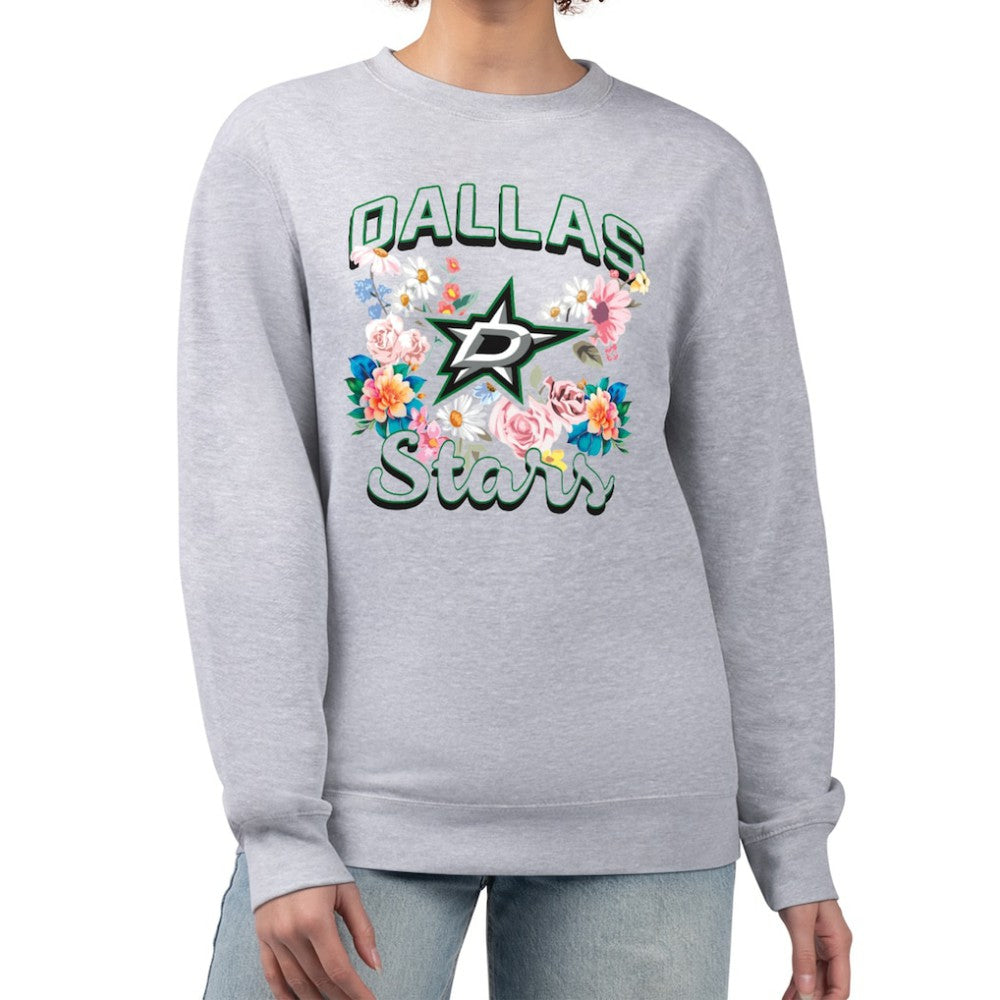 Dallas Stars - G-III 4Her by Carl Banks Women's Flower Logo Pullover Sweatshirt Heather Gray