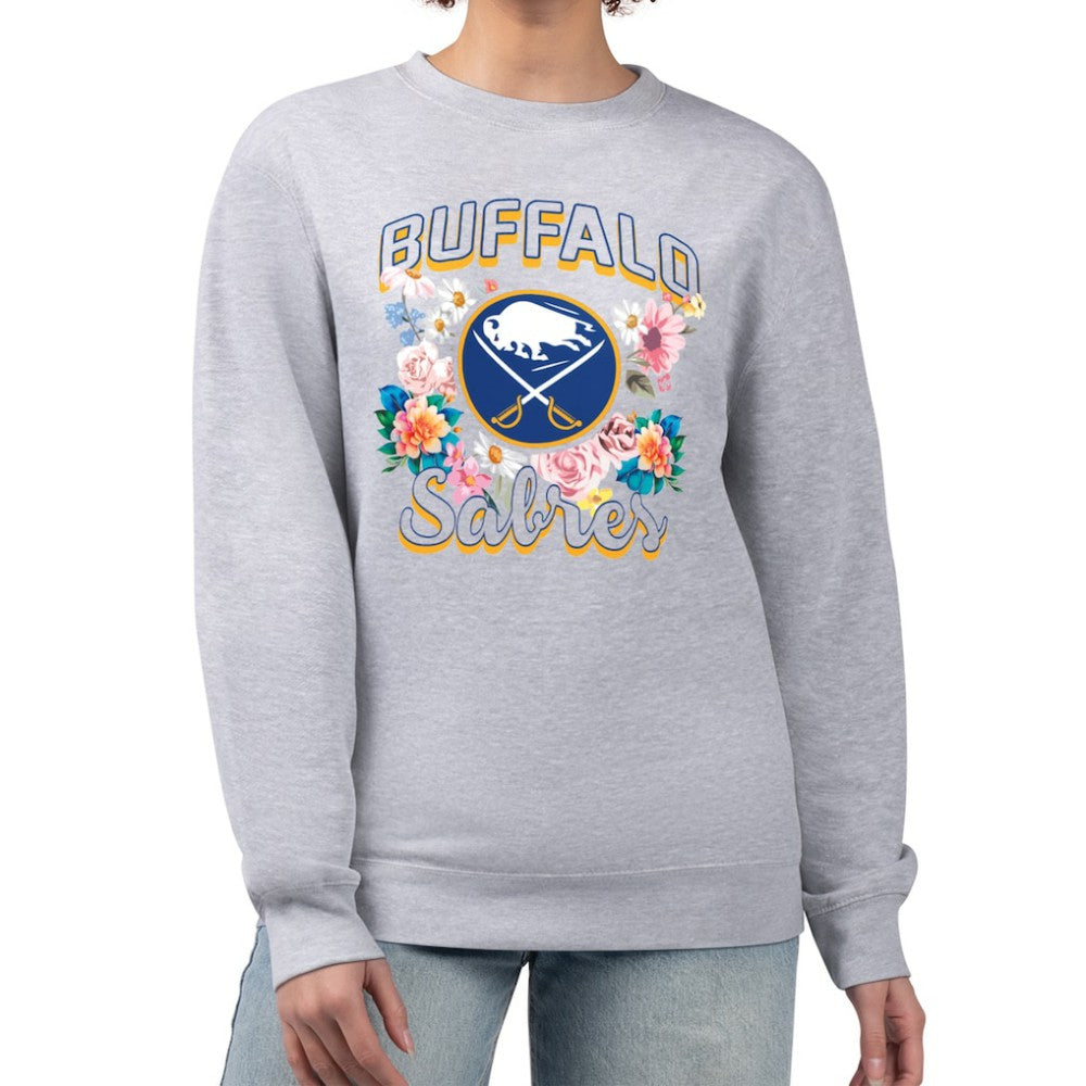 Buffalo Sabres - G-III 4Her by Carl Banks Women's Flower Logo Pullover Sweatshirt Heather Gray