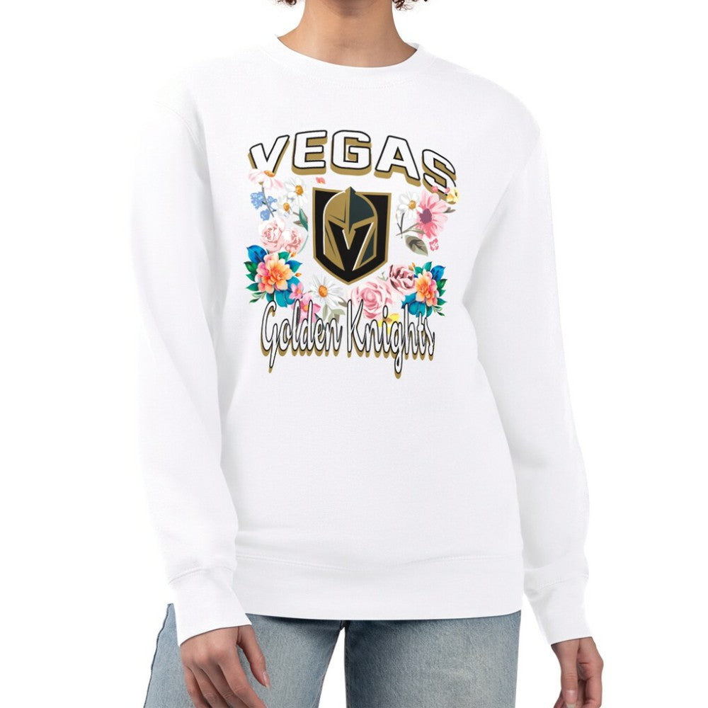 Vegas Golden Knights G-III 4Her by Carl Banks Women's Flower Logo Pullover Sweatshirt White