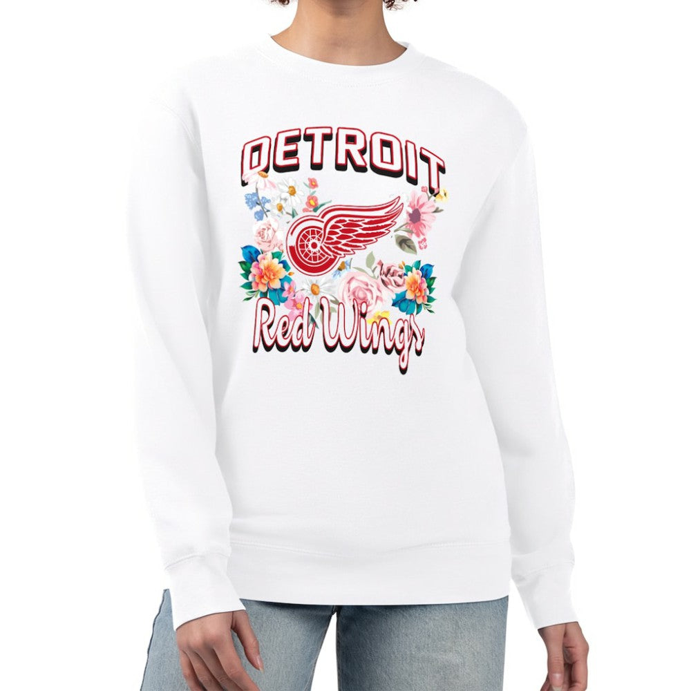 Detroit Red Wings - G-III 4Her by Carl Banks Women's Flower Logo Pullover Sweatshirt White
