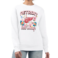 Detroit Red Wings - G-III 4Her by Carl Banks Women's Flower Logo Pullover Sweatshirt White