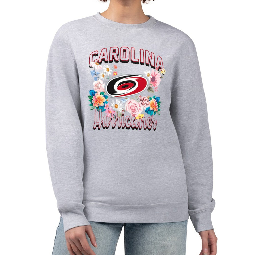 Carolina Hurricanes - G-III 4Her by Carl Banks Women's Flower Logo Pullover Sweatshirt Heather Gray