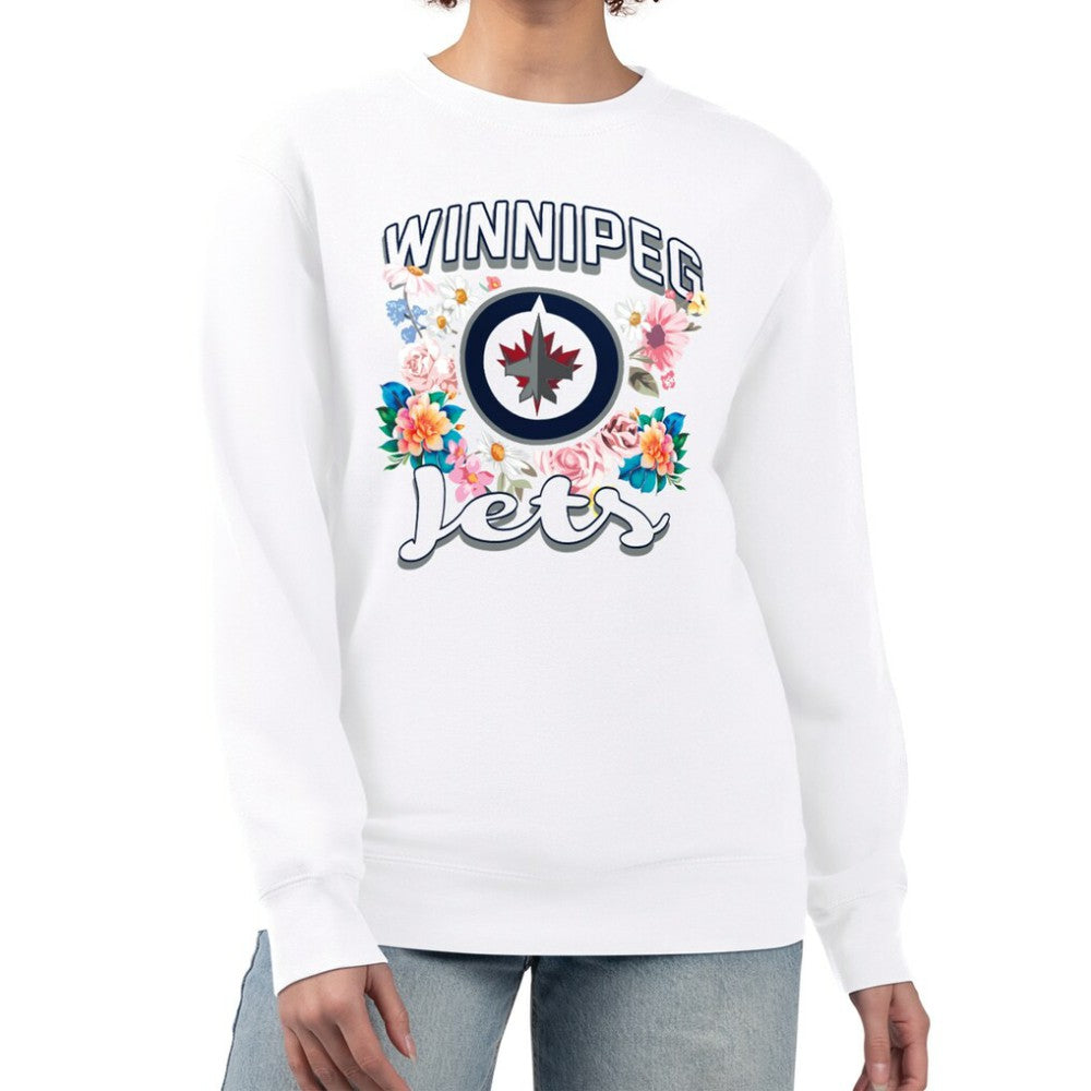 Winnipeg Jets - G-III 4Her by Carl Banks Women's Flower Logo Pullover Sweatshirt White