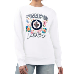 Winnipeg Jets - G-III 4Her by Carl Banks Women's Flower Logo Pullover Sweatshirt White