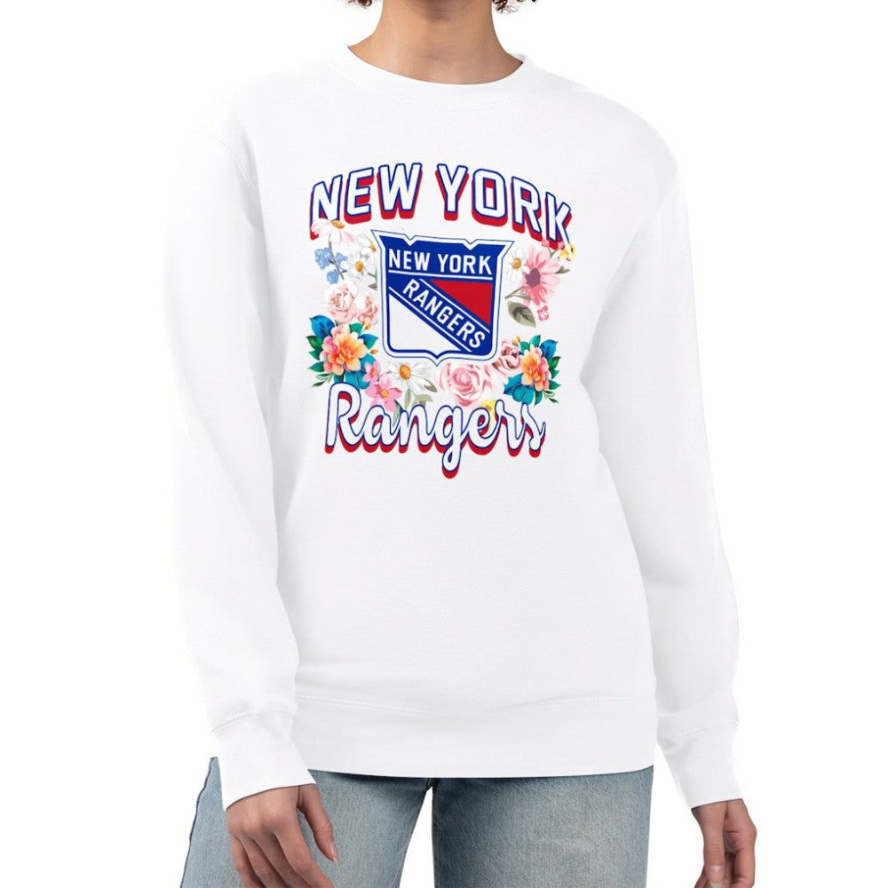 New York Rangers G-III 4Her by Carl Banks Women's Flower Logo Pullover Sweatshirt White
