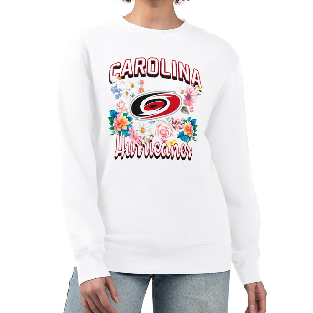 Carolina Hurricanes - G-III 4Her by Carl Banks Women's Flower Logo Pullover Sweatshirt White