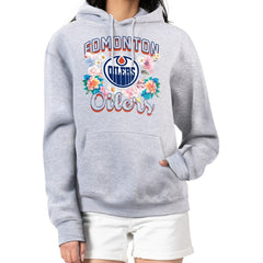 Edmonton Oilers - G-III 4Her by Carl Banks Women's Flower Logo Pullover Hoodie Heather Gray