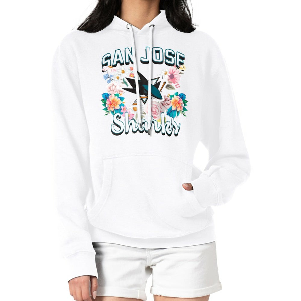 San Jose Sharks - G-III 4Her by Carl Banks Women's Flower Logo Pullover Hoodie White