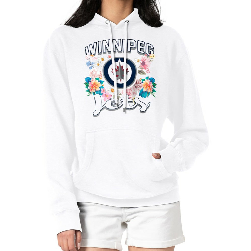 Winnipeg Jets - G-III 4Her by Carl Banks Women's Flower Logo Pullover Hoodie White