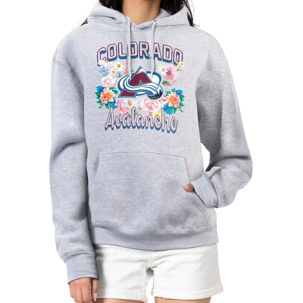 Colorado Avalanche - G-III 4Her by Carl Banks Women's Flower Logo Pullover Hoodie Heather Gray