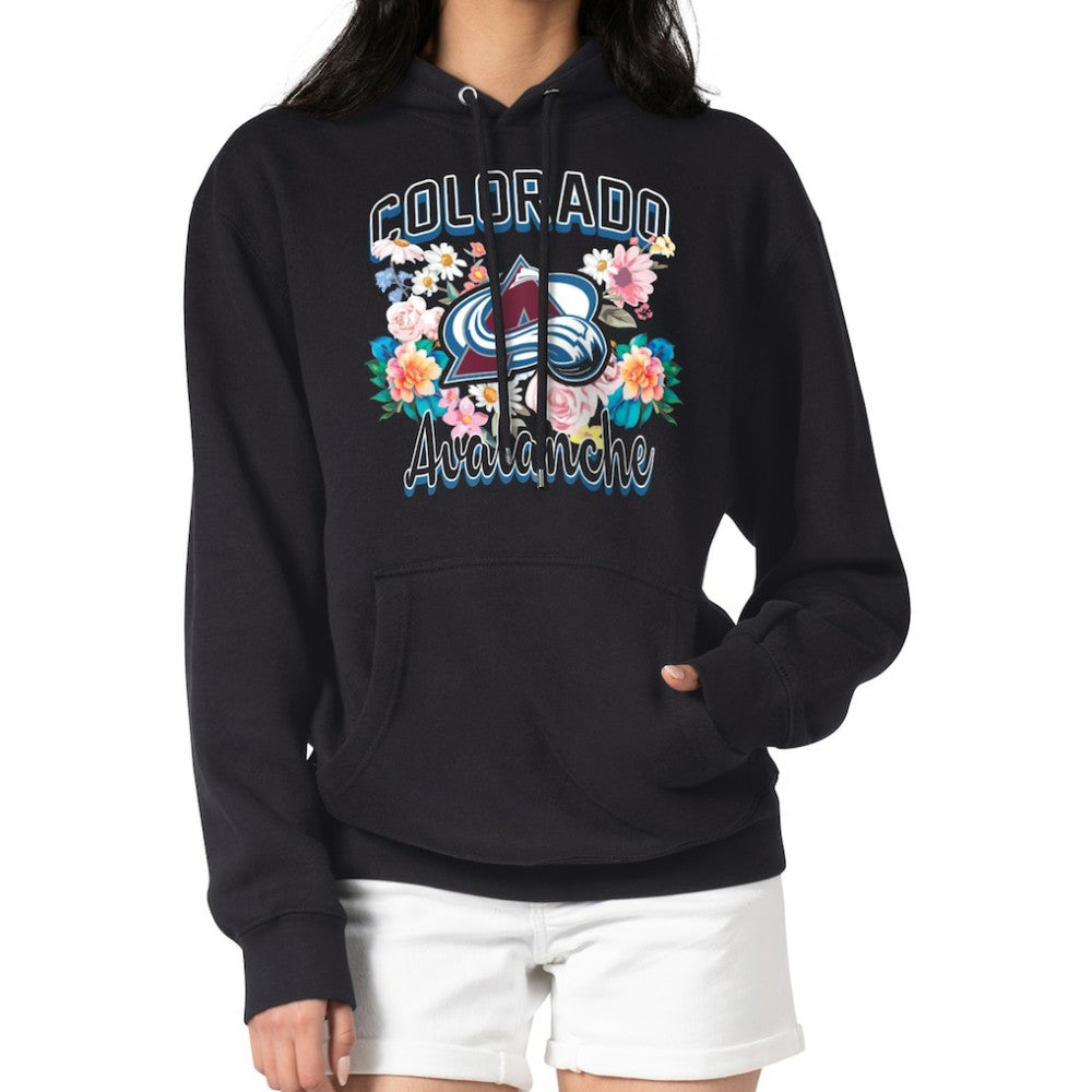 Colorado Avalanche - G-III 4Her by Carl Banks Women's Flower Logo Pullover Hoodie Black