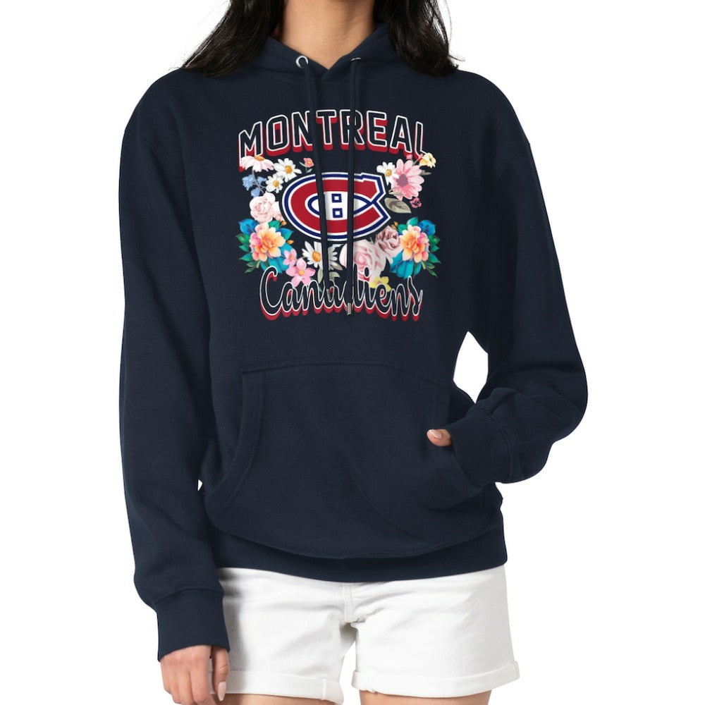 Montreal Canadiens - G-III 4Her by Carl Banks Women's Flower Logo Pullover Hoodie Navy