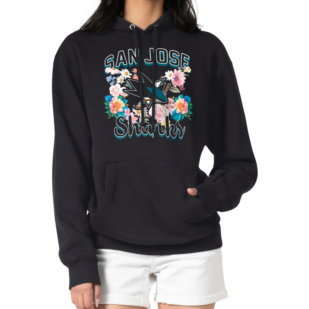 San Jose Sharks - G-III 4Her by Carl Banks Women's Flower Logo Pullover Hoodie Black