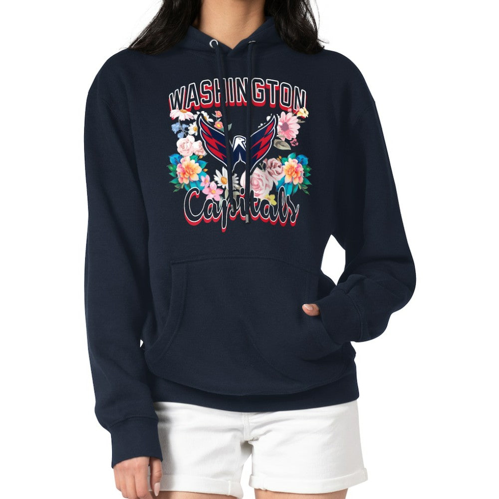 Washington Capitals G-III 4Her by Carl Banks Women's Flower Logo Pullover Hoodie Navy