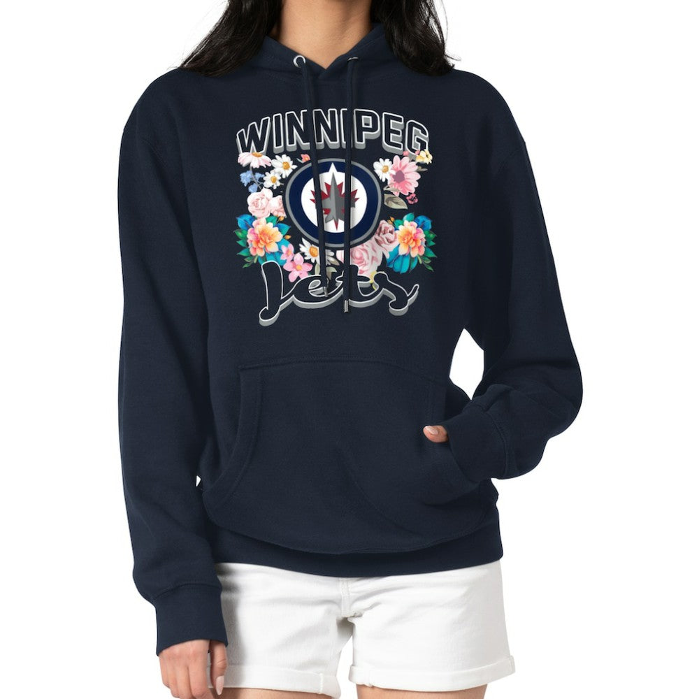 Winnipeg Jets - G-III 4Her by Carl Banks Women's Flower Logo Pullover Hoodie Navy