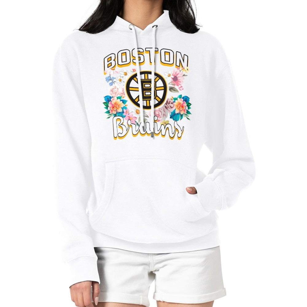 Boston Bruins G-III 4Her by Carl Banks Women's Flower Logo Pullover Hoodie White