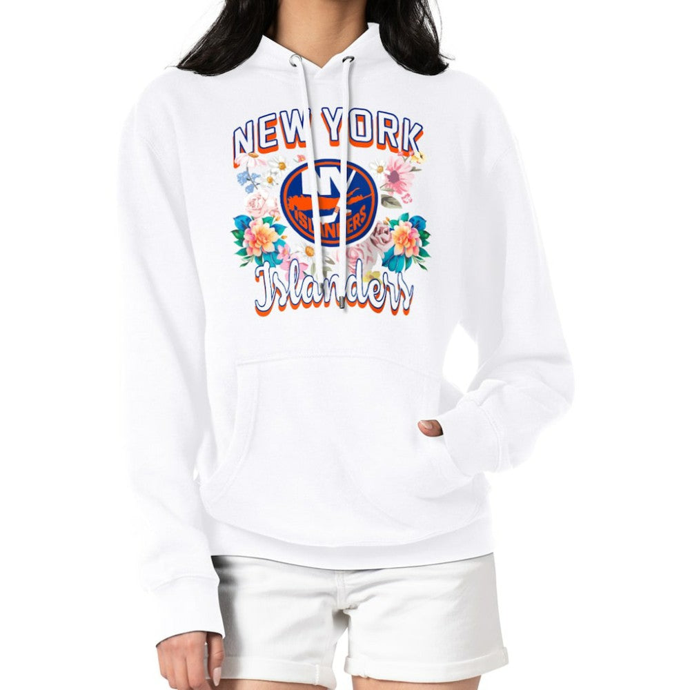 New York Islanders - G-III 4Her by Carl Banks Women's Flower Logo Pullover Hoodie White