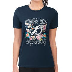 Tampa Bay Lightning - G-III 4Her by Carl Banks Women's Super-Slim Fit Lightweight Flower Logo T-Shirt Navy