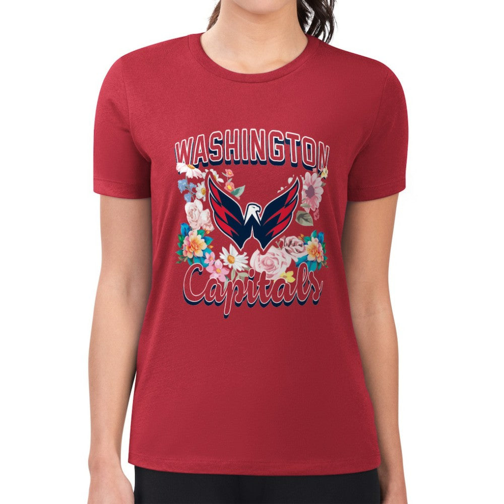 Washington Capitals G-III 4Her by Carl Banks Women's Super-Slim Fit Lightweight Flower Logo T-Shirt Red