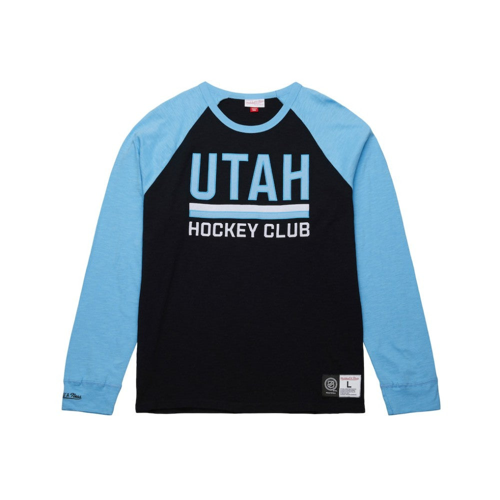 Utah Hockey Club Mitchell & Ness Legendary Slub Long Sleeve Raglan T-Shirt Black/Light Blue