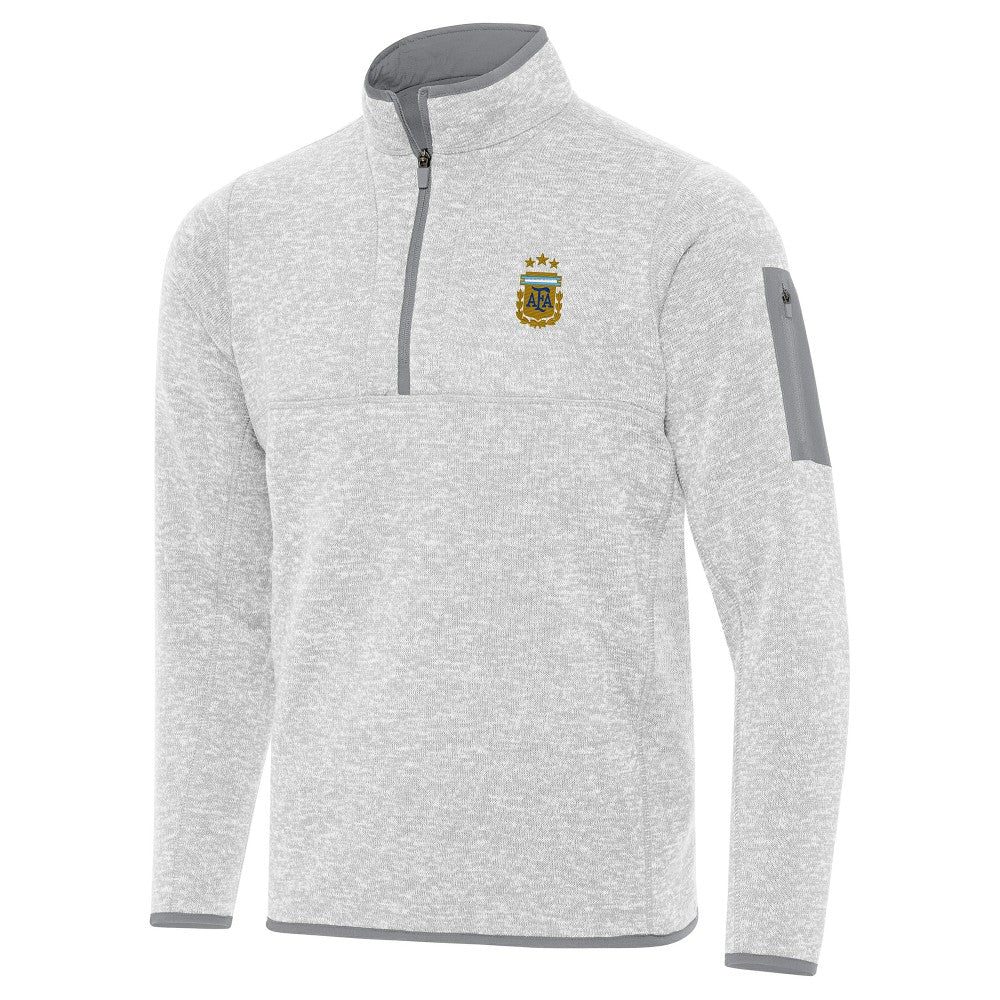 Argentina National Team Antigua Fortune Quarter-Zip Pullover Jacket - Heather Gray