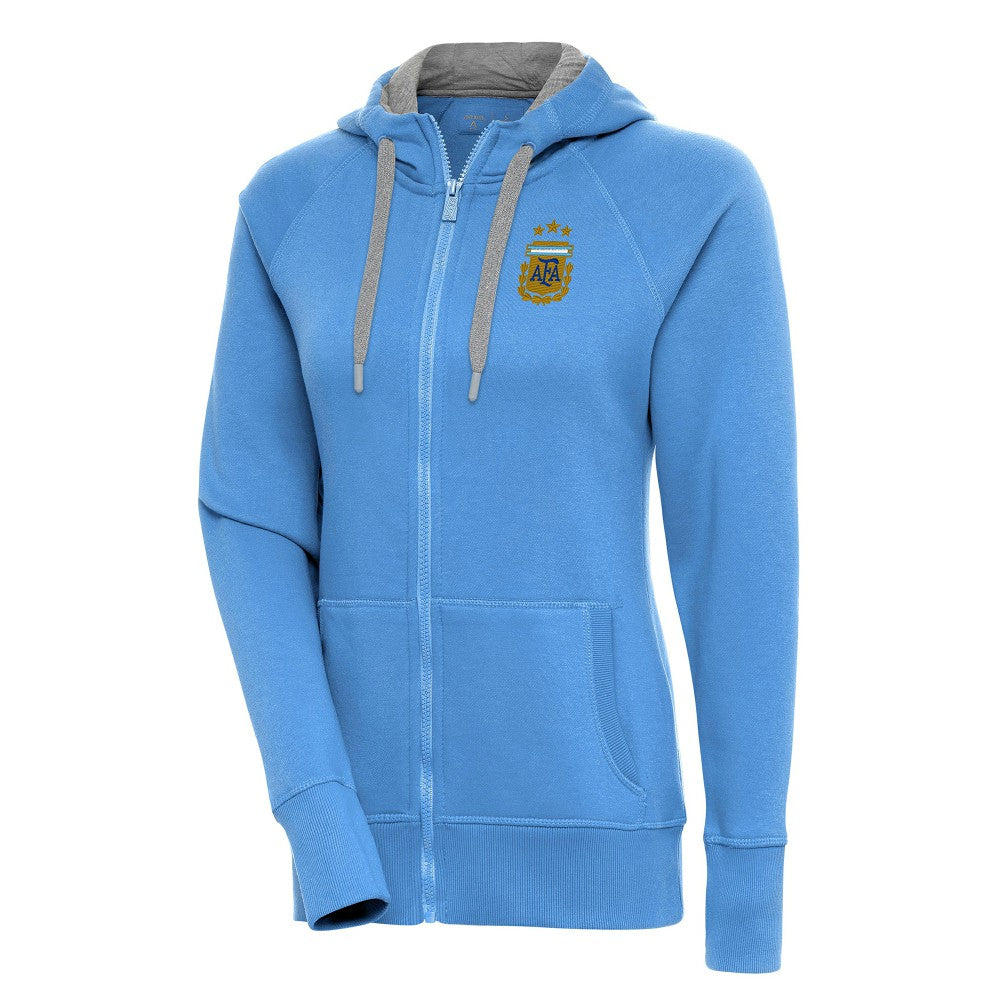 Argentina National Team Antigua Women's Victory Full-Zip Hoodie - Powder Blue