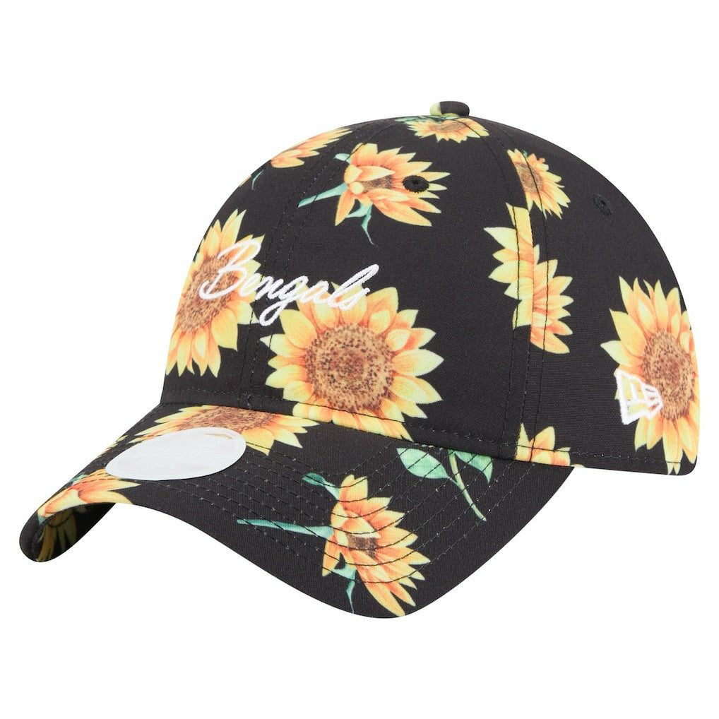 Cincinnati Bengals New Era Women's Adventure Sunflower 9TWENTY Adjustable Hat Black - NFL