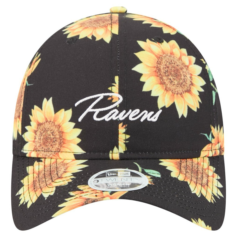 Baltimore Ravens New Era Women's Adventure Sunflower 9TWENTY Adjustable Hat Black - NFL