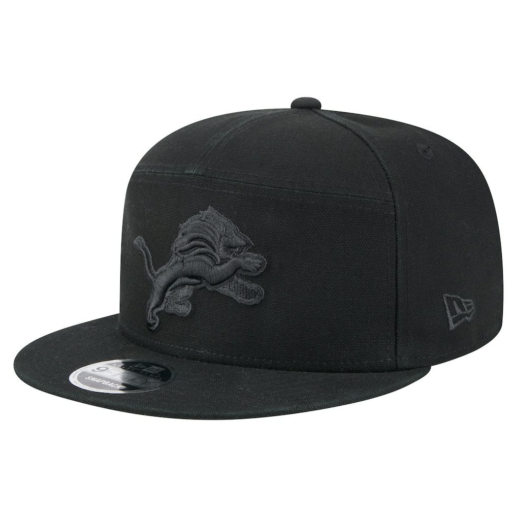 Detroit Lions New Era Adventure Canvas Split Panel 9FIFTY Snapback Hat Black - NFL