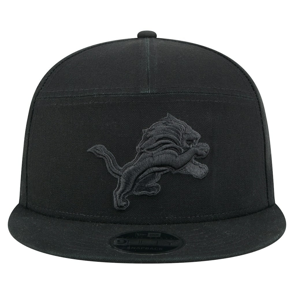 Detroit Lions New Era Adventure Canvas Split Panel 9FIFTY Snapback Hat Black - NFL