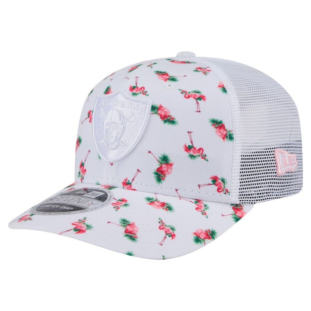 Las Vegas Raiders New Era Adventure Flamingo Pattern 9SEVENTY Stretch-Snap Hat White - NFL