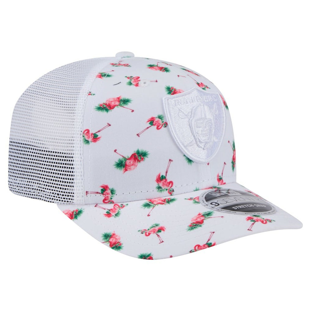 Las Vegas Raiders New Era Adventure Flamingo Pattern 9SEVENTY Stretch-Snap Hat White - NFL