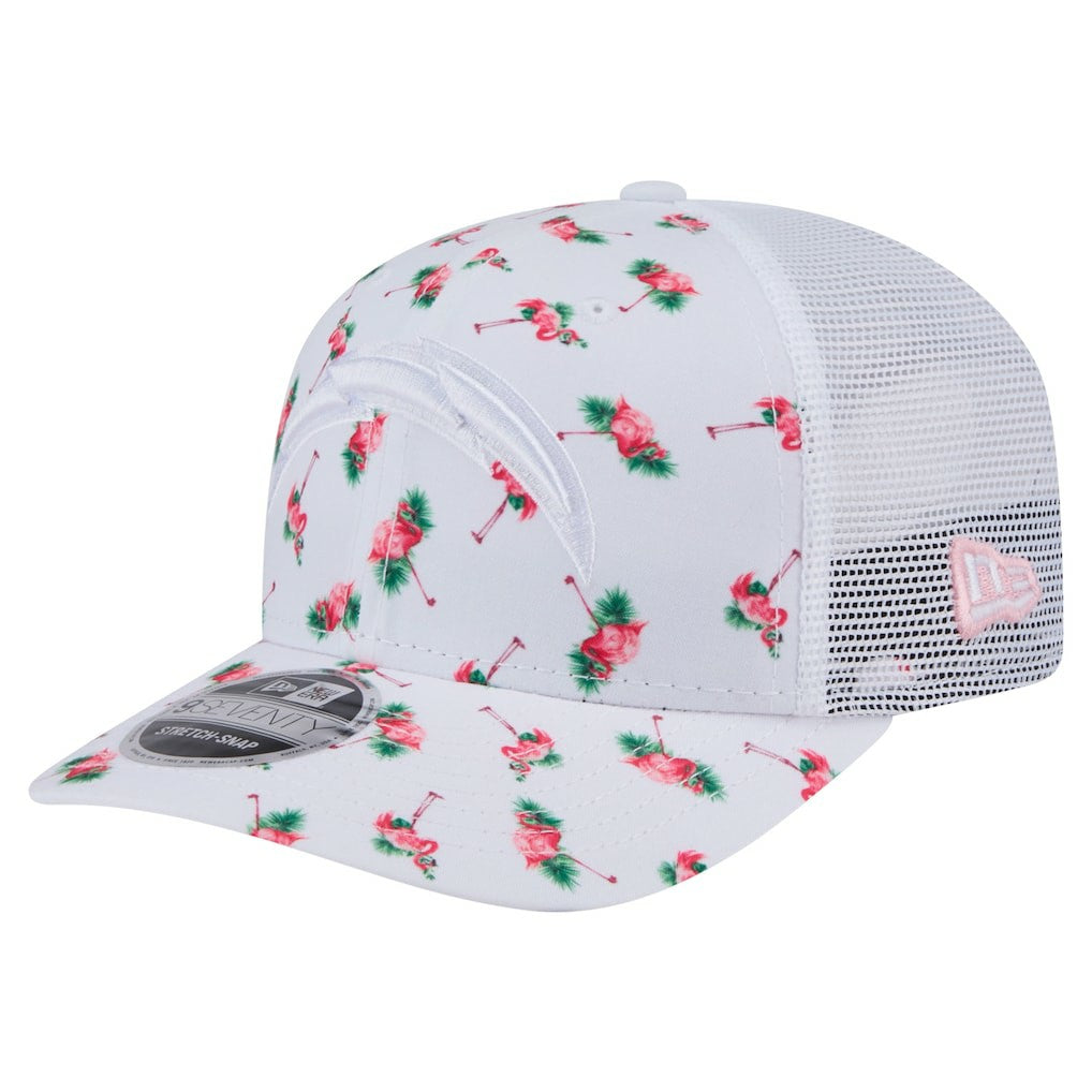Los Angeles Chargers New Era Adventure Flamingo Pattern 9SEVENTY Stretch-Snap Hat White - NFL