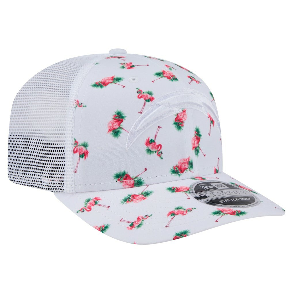 Los Angeles Chargers New Era Adventure Flamingo Pattern 9SEVENTY Stretch-Snap Hat White - NFL