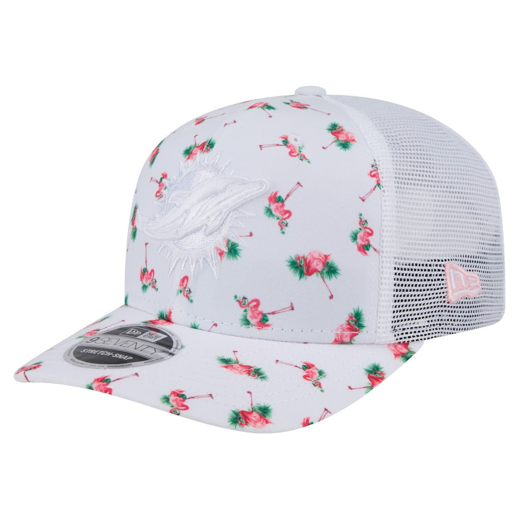 Miami Dolphins New Era Adventure Flamingo Pattern 9SEVENTY Stretch-Snap Hat White - NFL