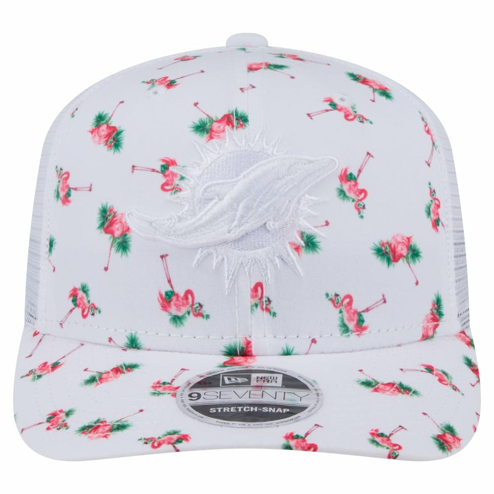 Miami Dolphins New Era Adventure Flamingo Pattern 9SEVENTY Stretch-Snap Hat White - NFL