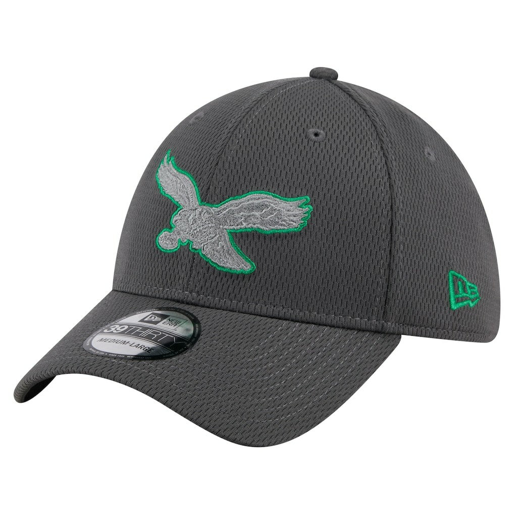 Philadelphia Eagles New Era Throwback Logo Main 39THIRTY Flex Hat Graphite - NFL