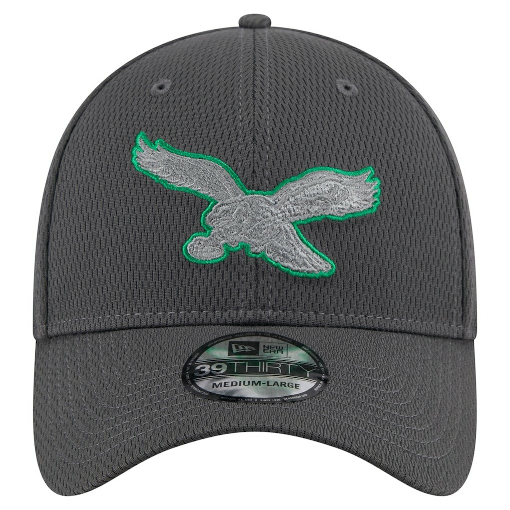 Philadelphia Eagles New Era Throwback Logo Main 39THIRTY Flex Hat Graphite - NFL