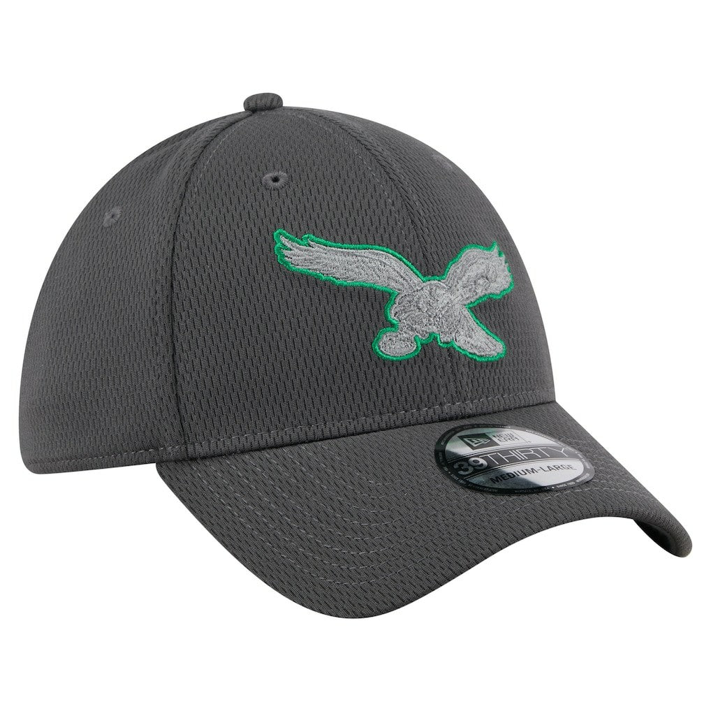 Philadelphia Eagles New Era Throwback Logo Main 39THIRTY Flex Hat Graphite - NFL
