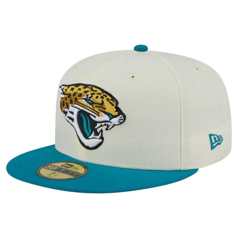Jacksonville Jaguars New Era Main 59FIFTY Fitted Hat Cream/Teal - NFL