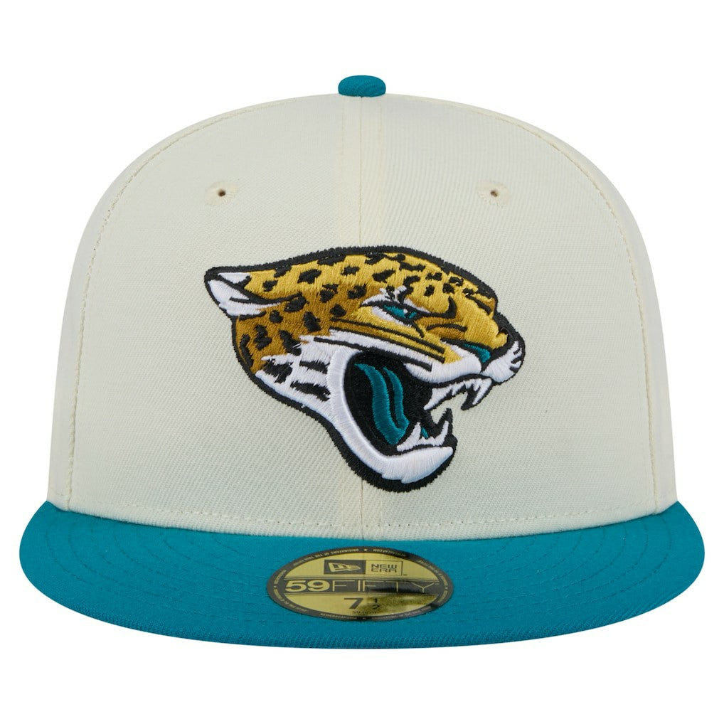Jacksonville Jaguars New Era Main 59FIFTY Fitted Hat Cream/Teal - NFL