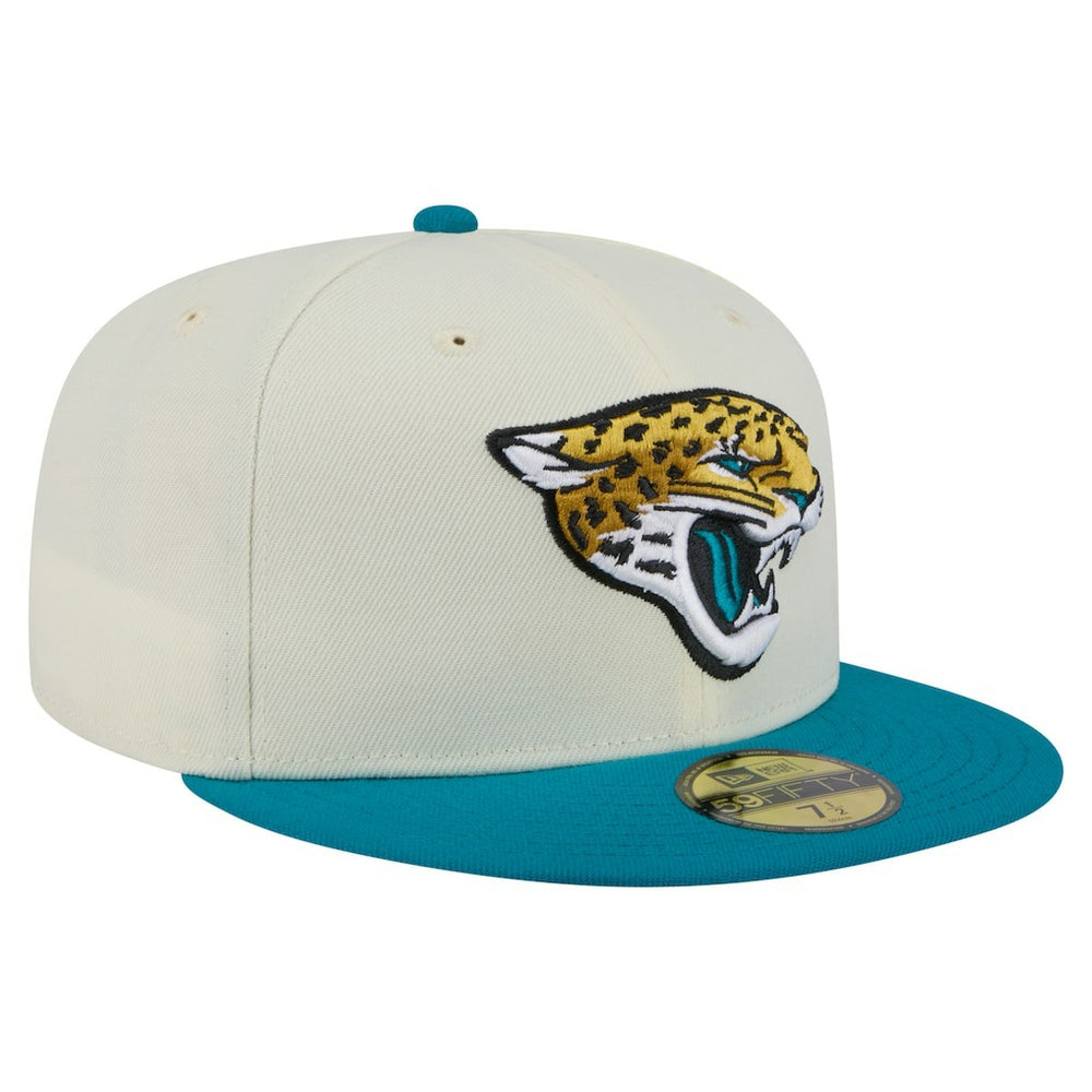 Jacksonville Jaguars New Era Main 59FIFTY Fitted Hat Cream/Teal - NFL