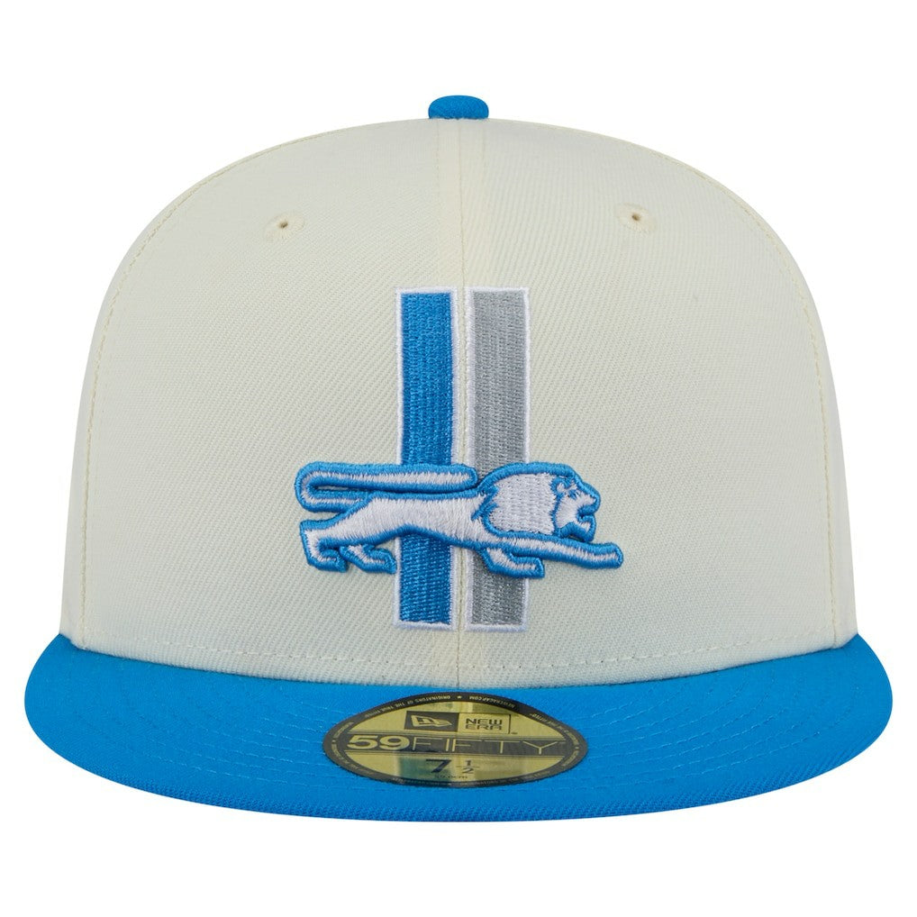 Detroit Lions New Era Main 59FIFTY Fitted Hat Cream/Blue - NFL