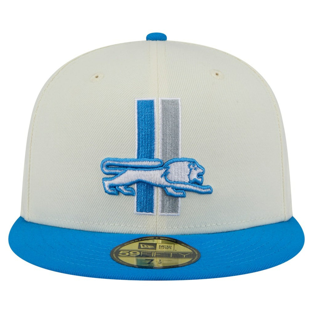 Detroit Lions New Era Main 59FIFTY Fitted Hat Cream/Blue - NFL