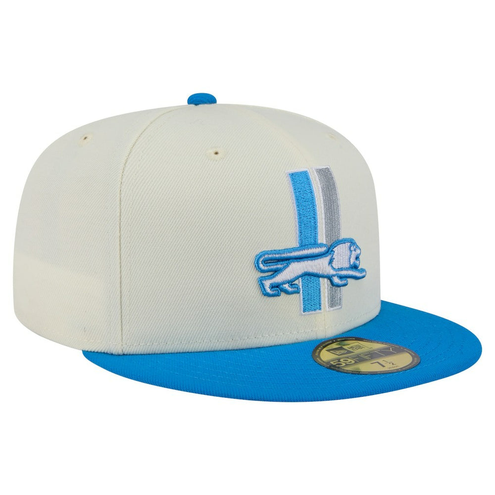 Detroit Lions New Era Main 59FIFTY Fitted Hat Cream/Blue - NFL