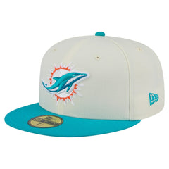Miami Dolphins New Era Main 59FIFTY Fitted Hat Cream/Aqua - NFL
