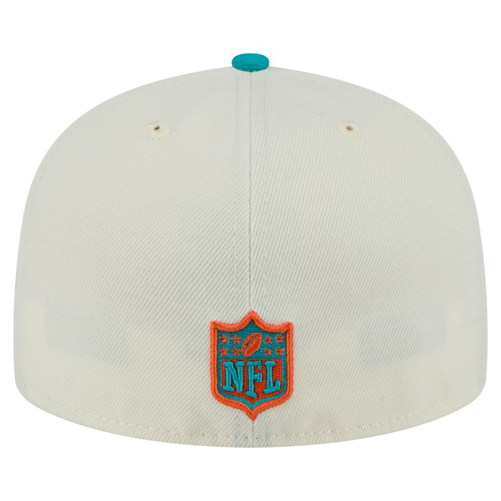 Miami Dolphins New Era Main 59FIFTY Fitted Hat Cream/Aqua - NFL